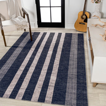Vichy Geometric Striped Machine-washable Area Rug